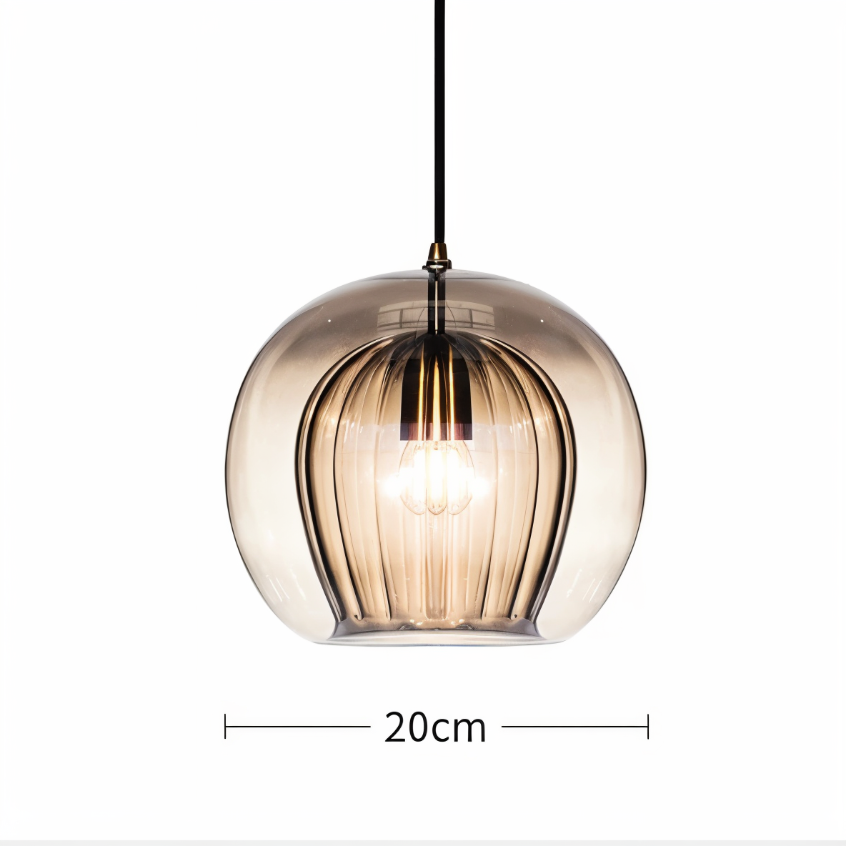 Clearluxe glaspendel - vintage pendellamper i stuen - kugleformet lampe
