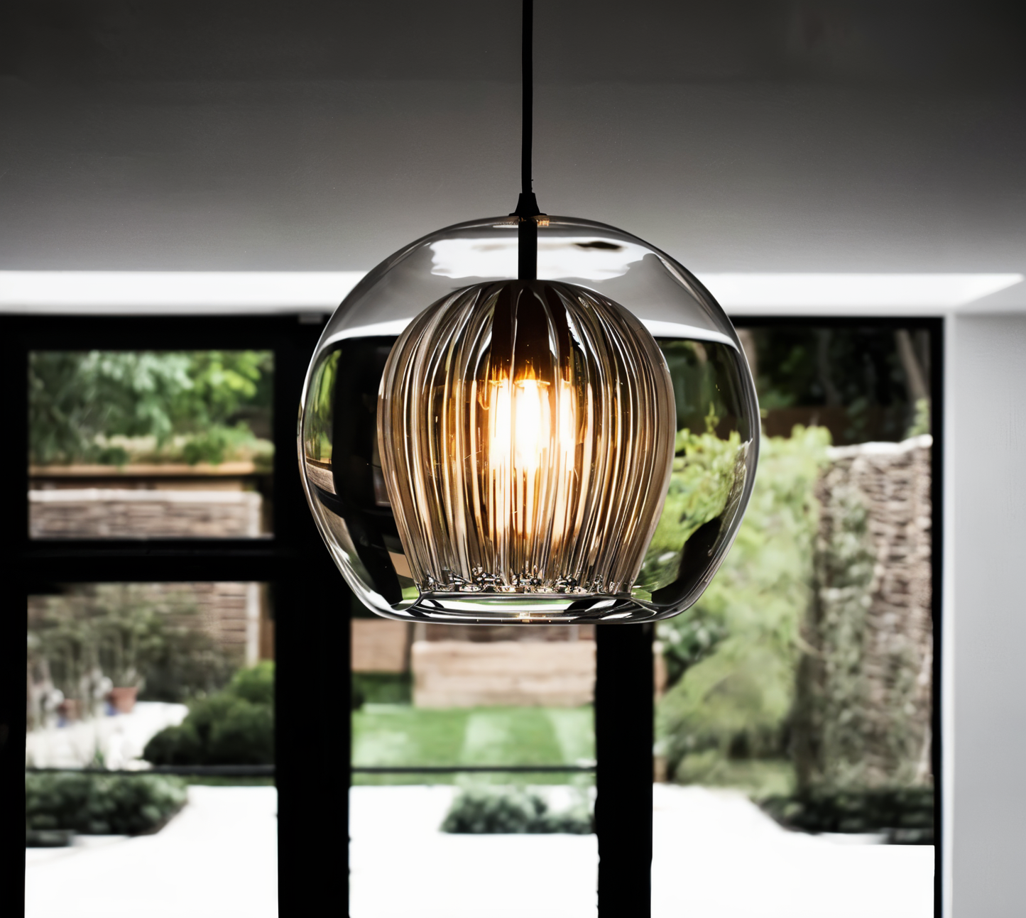Clearluxe glaspendel - vintage pendellamper i stuen - kugleformet lampe