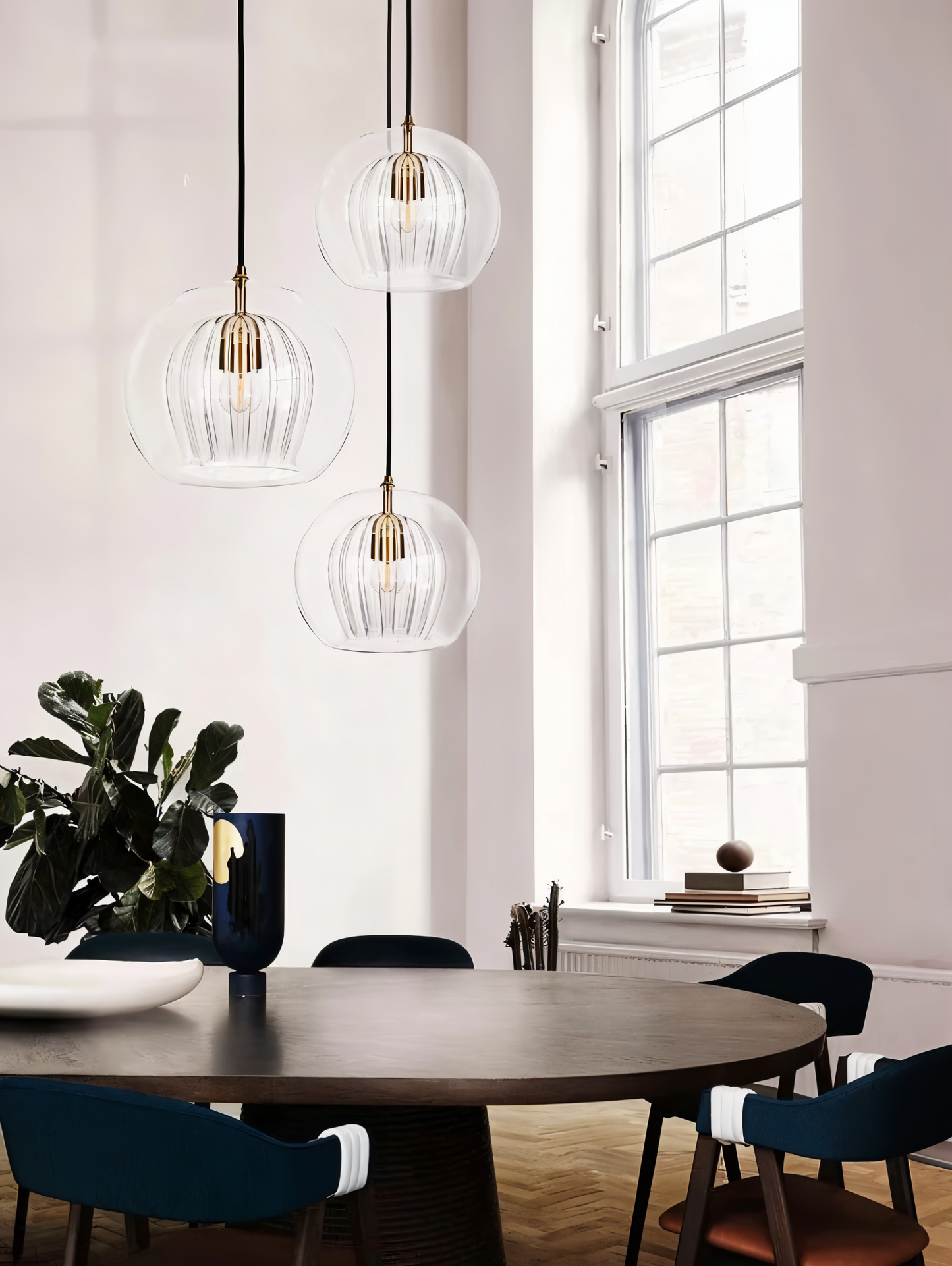 Clearluxe glaspendel - vintage pendellamper i stuen - kugleformet lampe