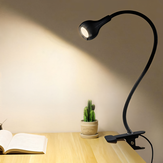Clipnglow skrivebordslampe - 360° drejelig, usb-drevet, fleksibel skrivebordslampe