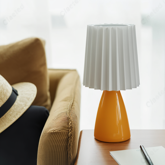 Conepleated bordlampe - led keramisk milkshake skrivebordslampe