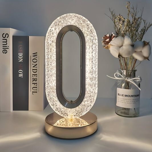 Krystalbordlampe - luksus krystalbordlampe - led oval bordlampe