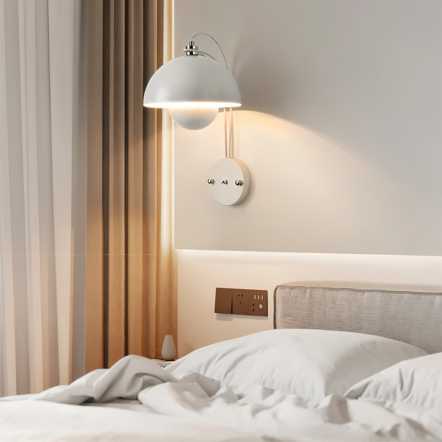Domicbud væglampe - blomsterknop macaron væglampe - stilfuld rund led-lampe