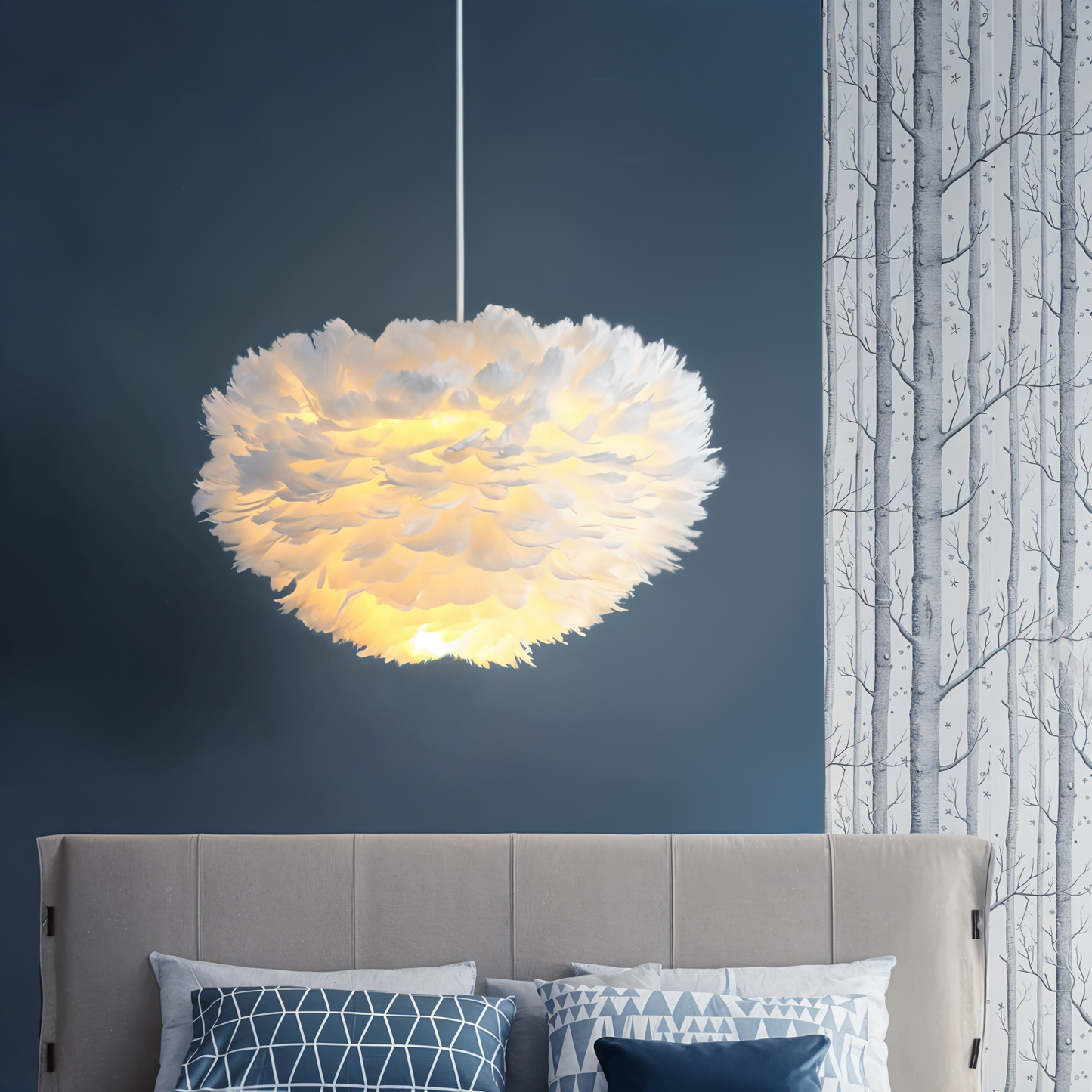 Dreamy Feather chandelier - håndlavet, justerbar pendel