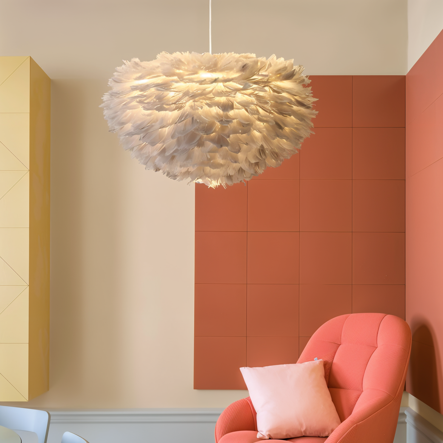 Dreamy Feather chandelier - håndlavet, justerbar pendel