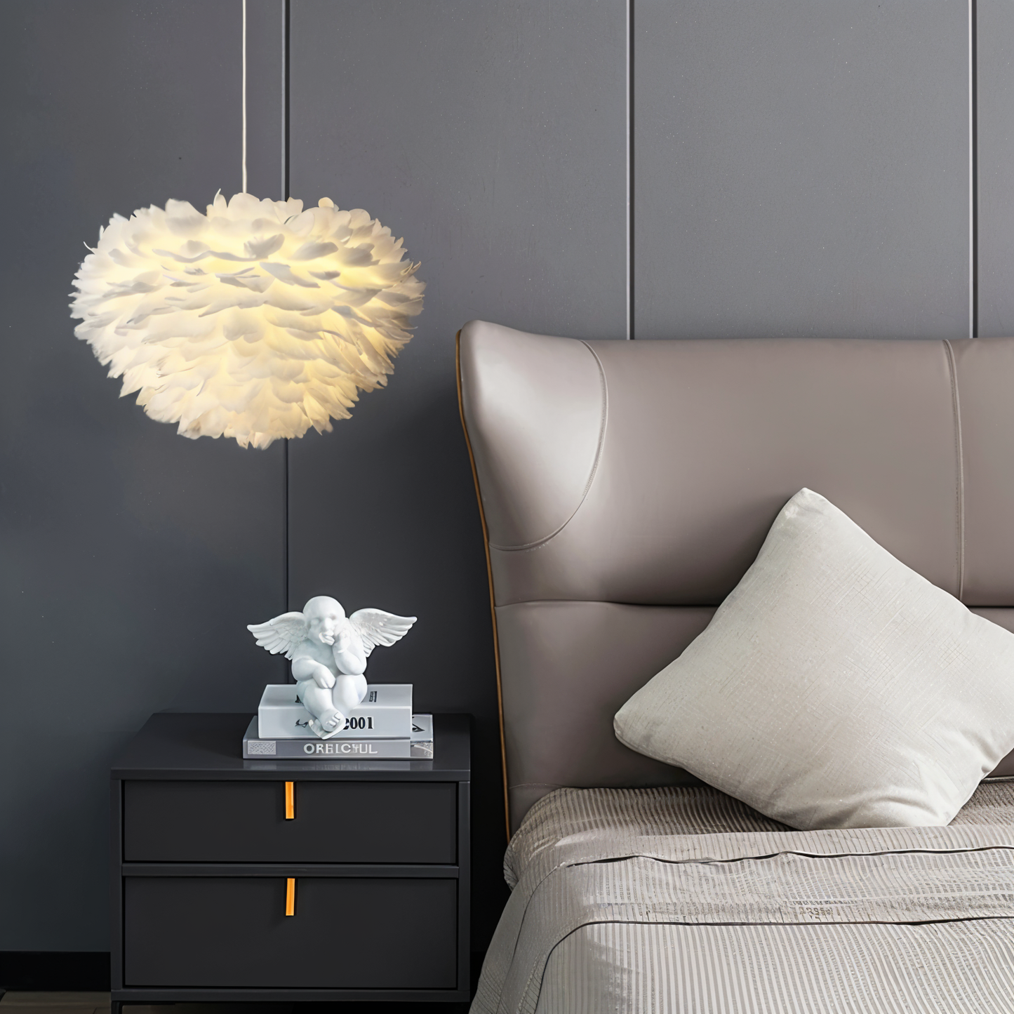 Dreamy Feather chandelier - håndlavet, justerbar pendel
