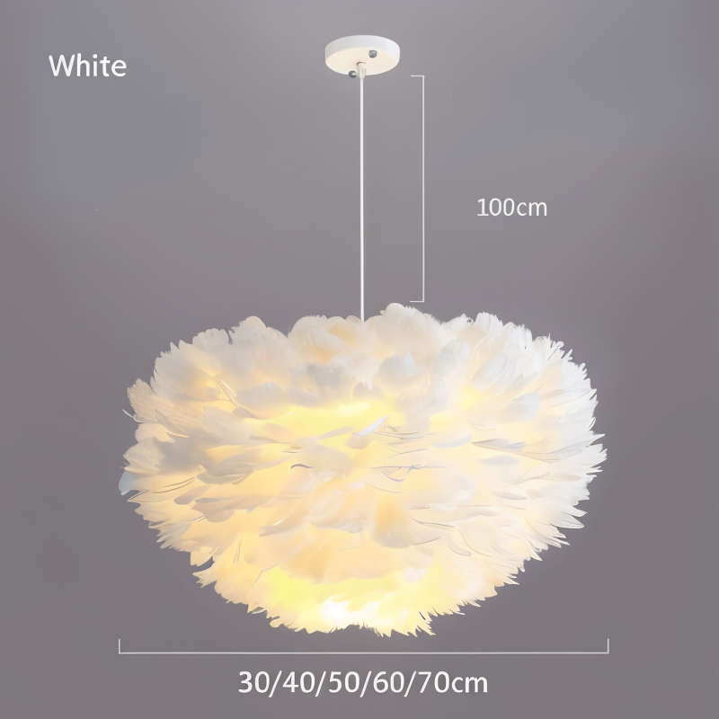 Dreamy Feather chandelier - håndlavet, justerbar pendel