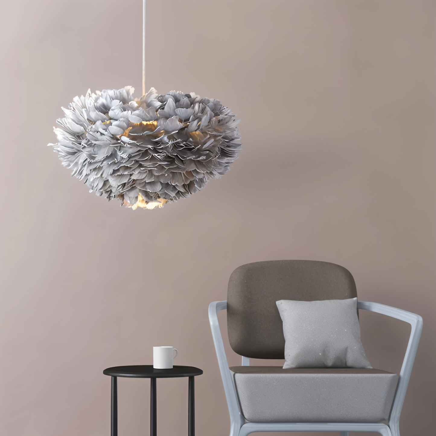 Dreamy Feather chandelier - håndlavet, justerbar pendel