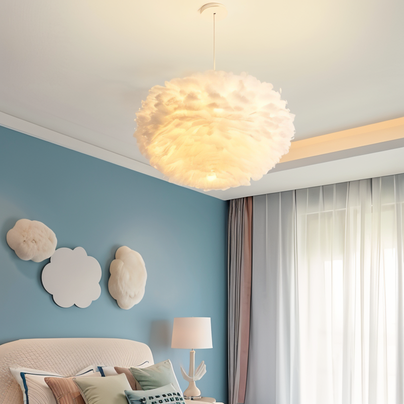 Dreamy Feather chandelier - håndlavet, justerbar pendel