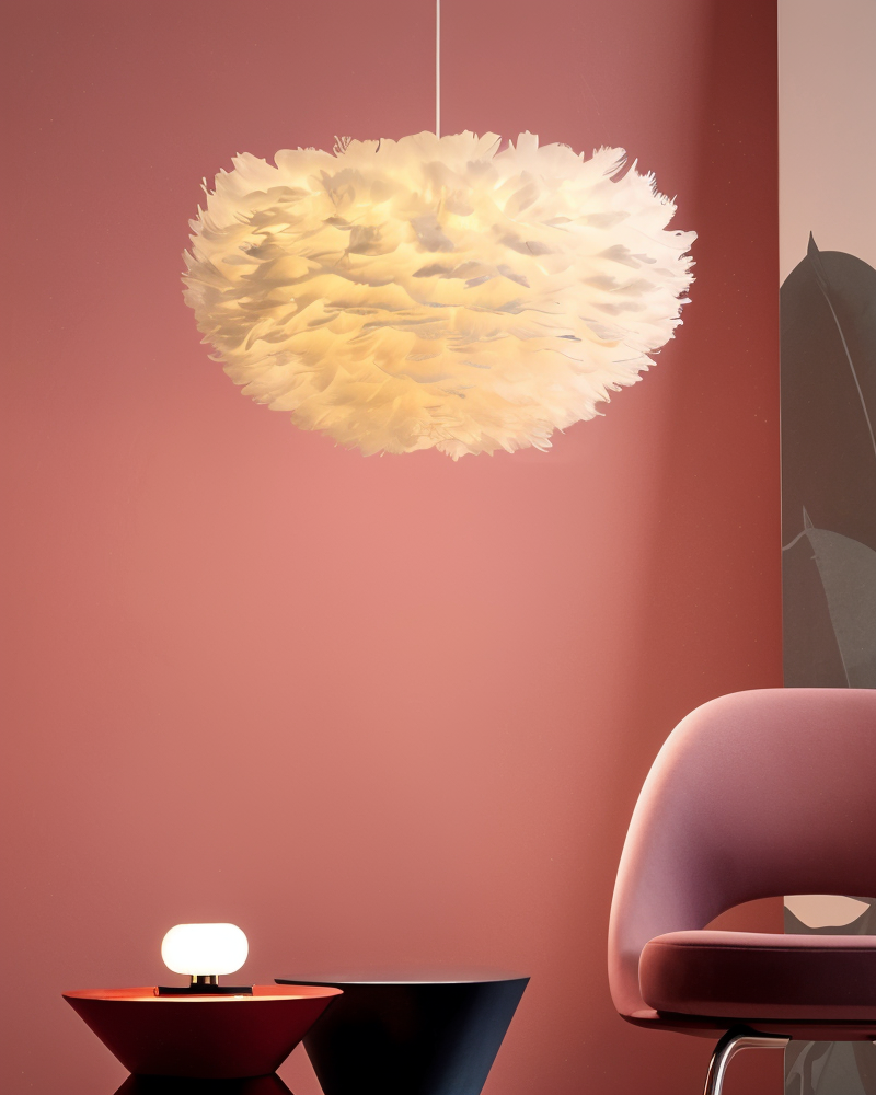 Dreamy Feather chandelier - håndlavet, justerbar pendel