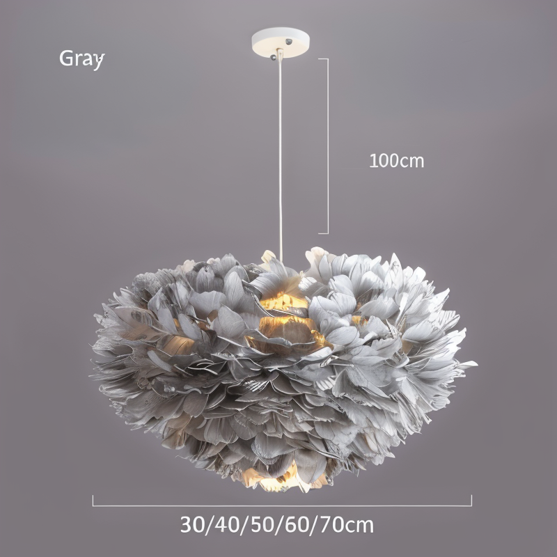 Dreamy Feather chandelier - håndlavet, justerbar pendel