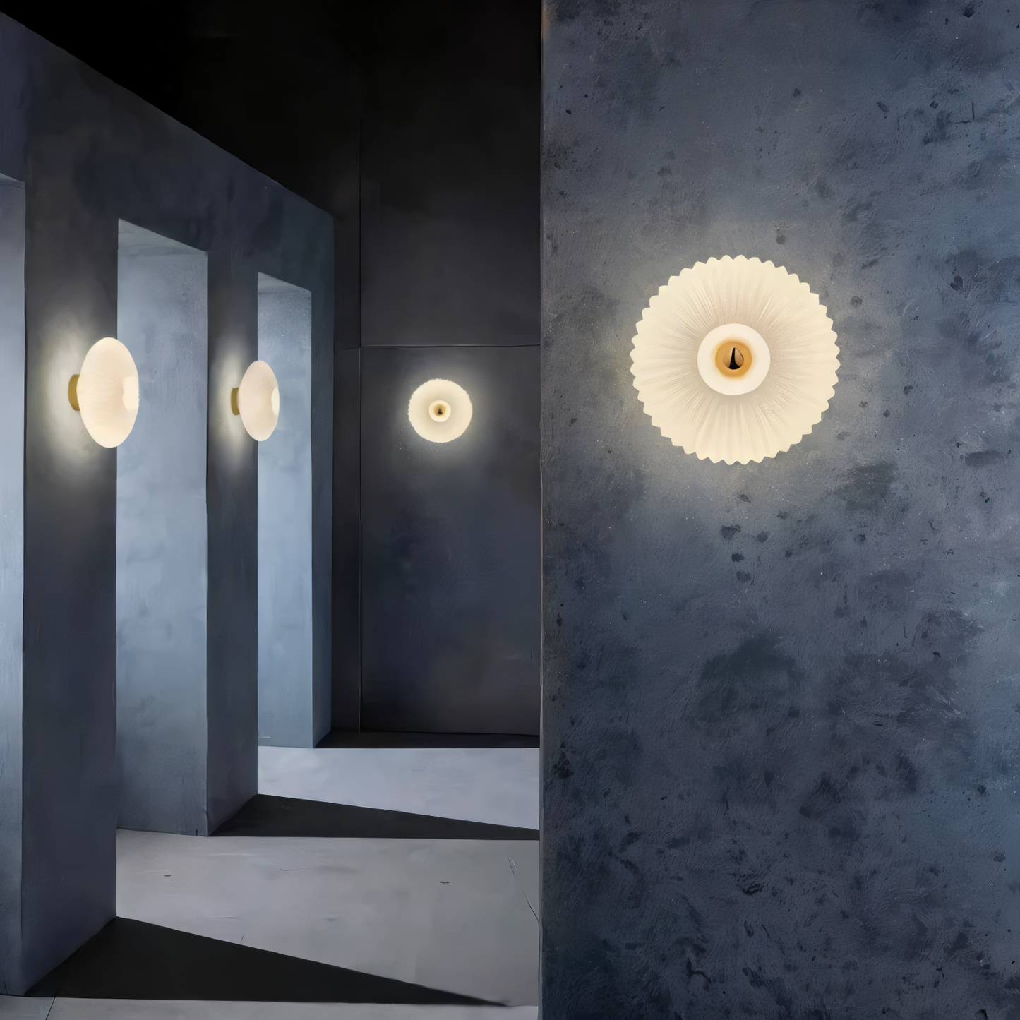 Enchantaray-væglampe - nordisk bauhaus-væglampe i glas - bølget rund væglampe led