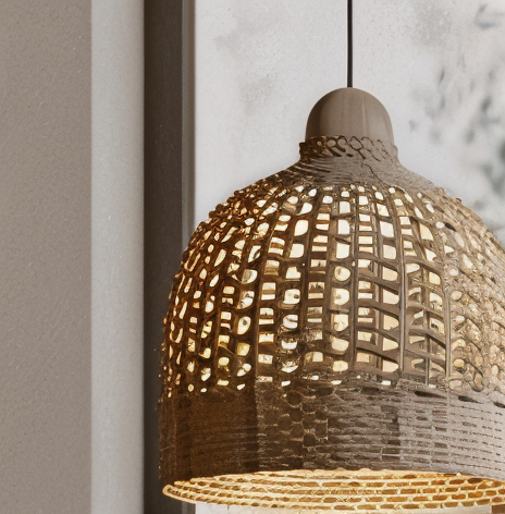 Vævet kuppelpendel - håndlavet loftslampe i bambus