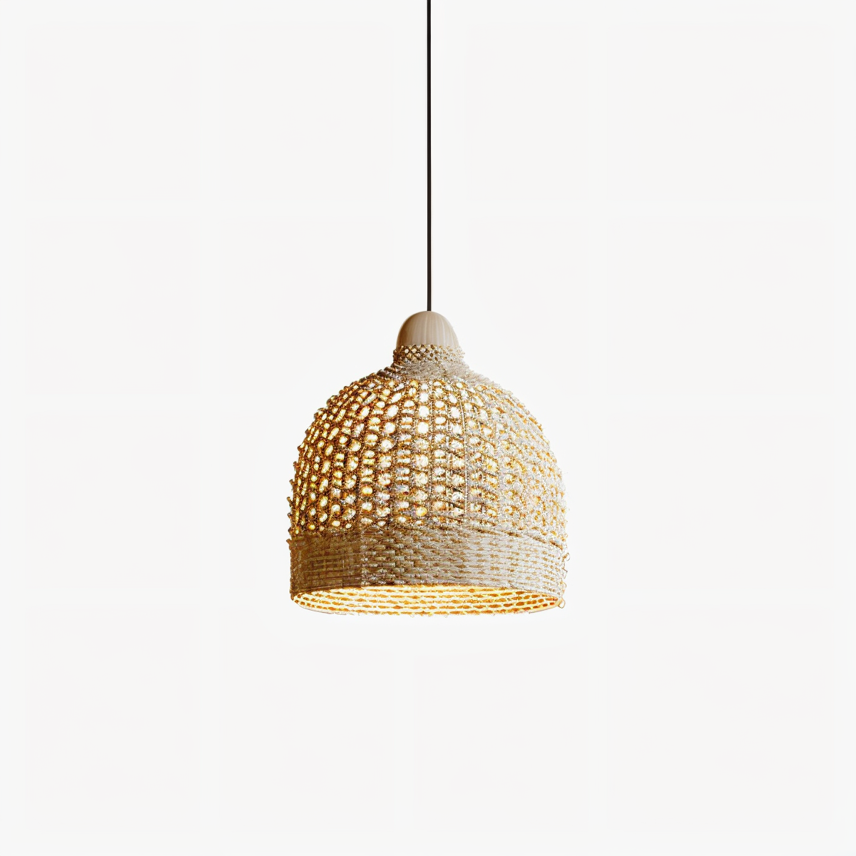 Vævet kuppelpendel - håndlavet loftslampe i bambus