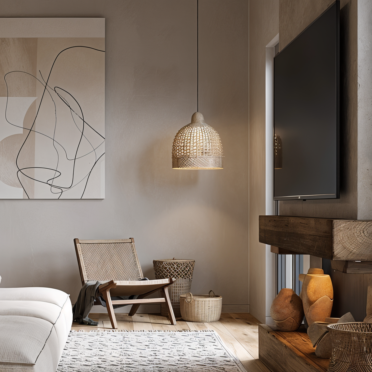 Vævet kuppelpendel - håndlavet loftslampe i bambus