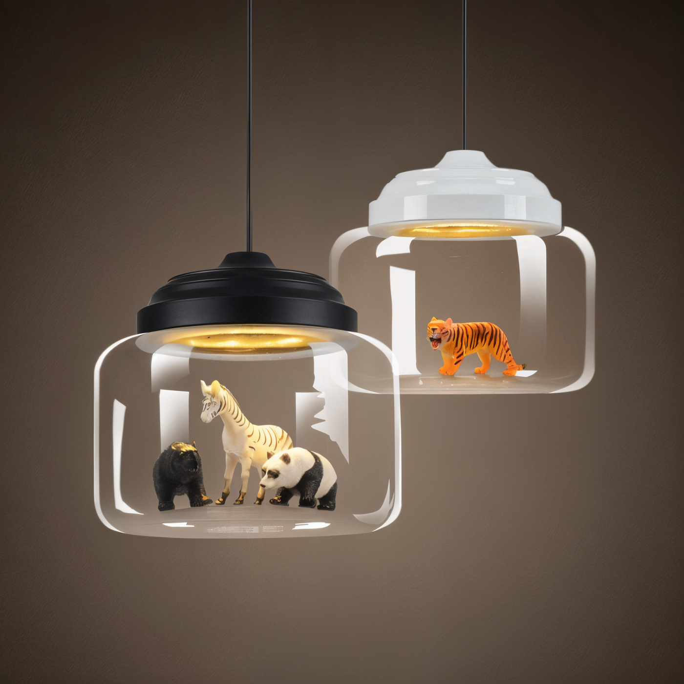 Zoo glas pendel - dekorativ nordisk tegneserie dyr led hængende lampe
