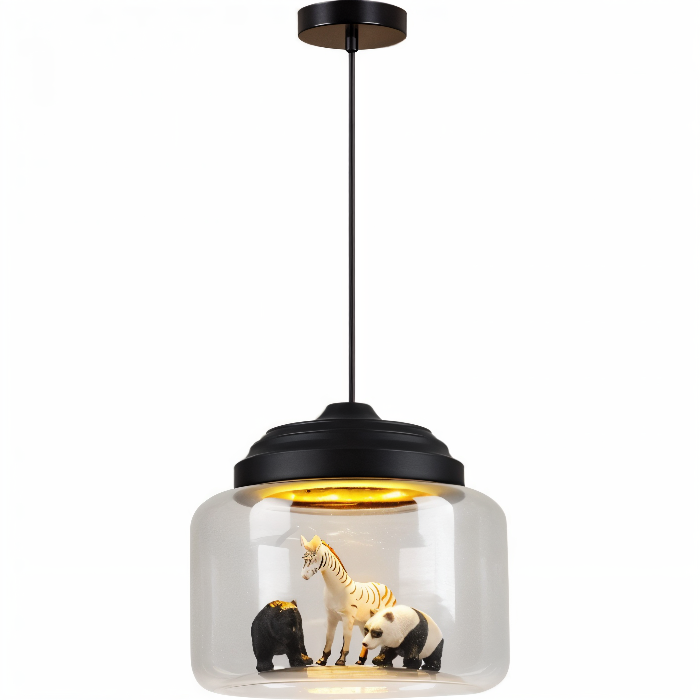 Zoo glas pendel - dekorativ nordisk tegneserie dyr led hængende lampe