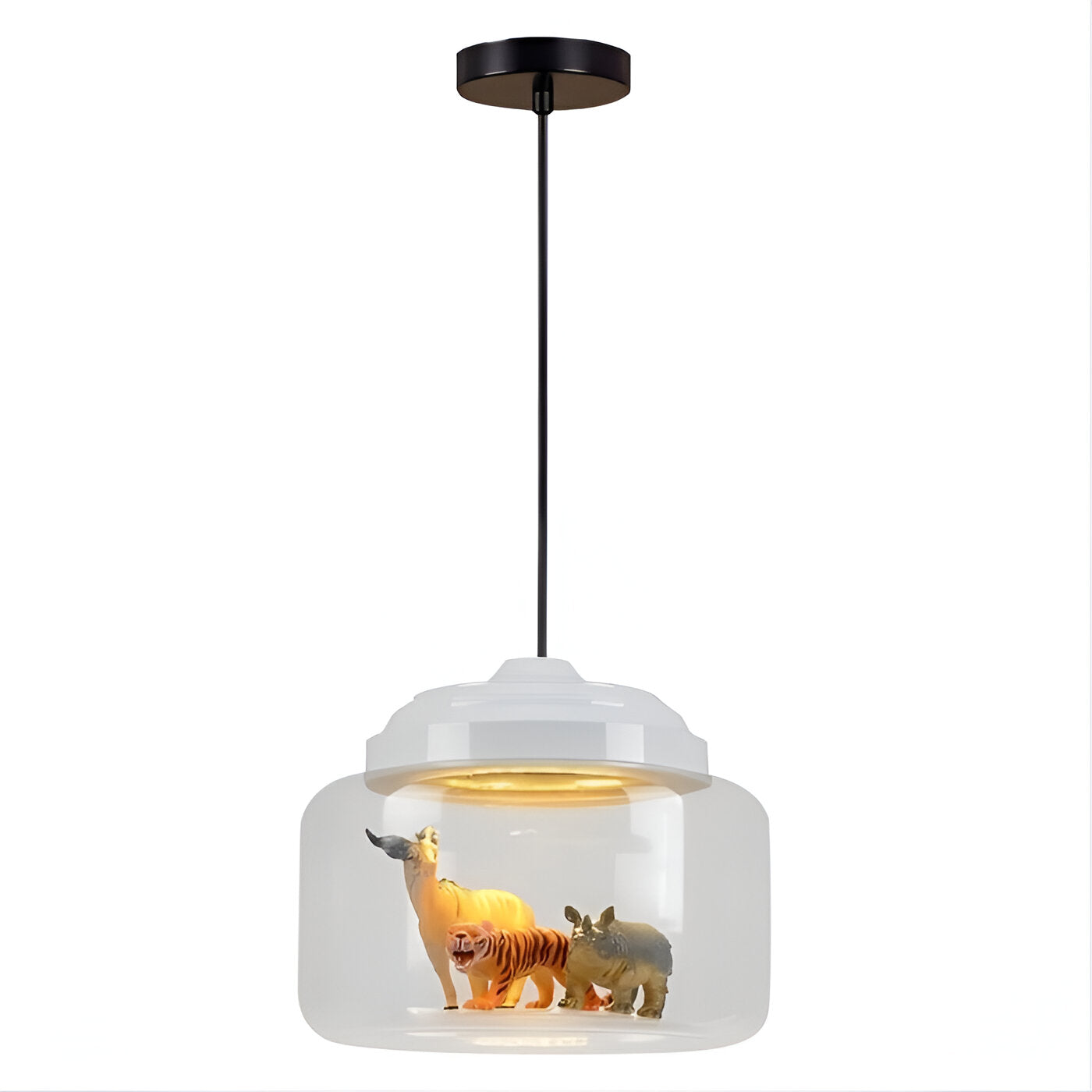 Zoo glas pendel - dekorativ nordisk tegneserie dyr led hængende lampe