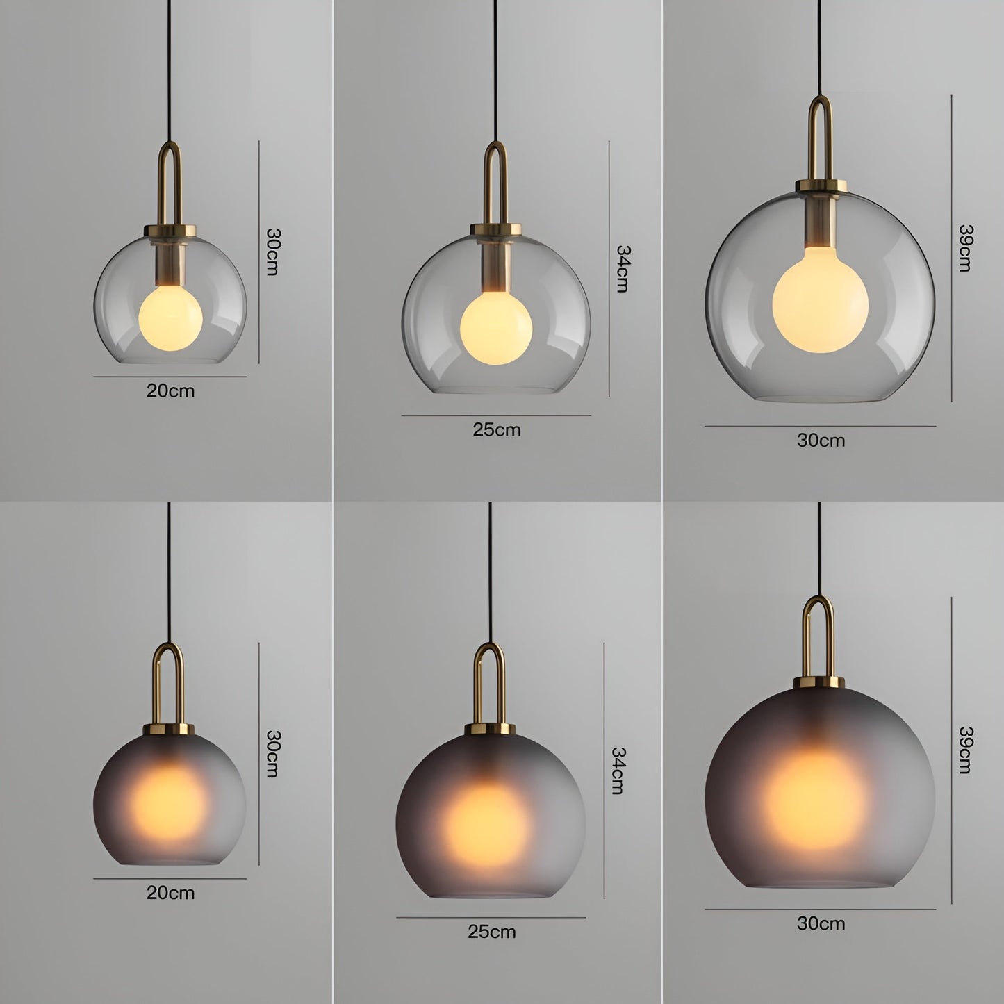 Glassgleam pendel - ensidig vintage glaskuglelampe