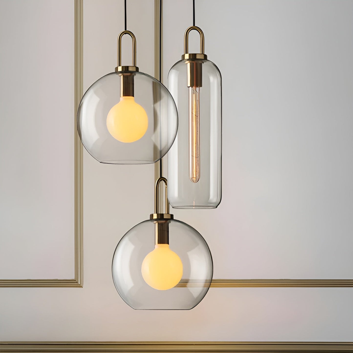 Glassgleam pendel - ensidig vintage glaskuglelampe