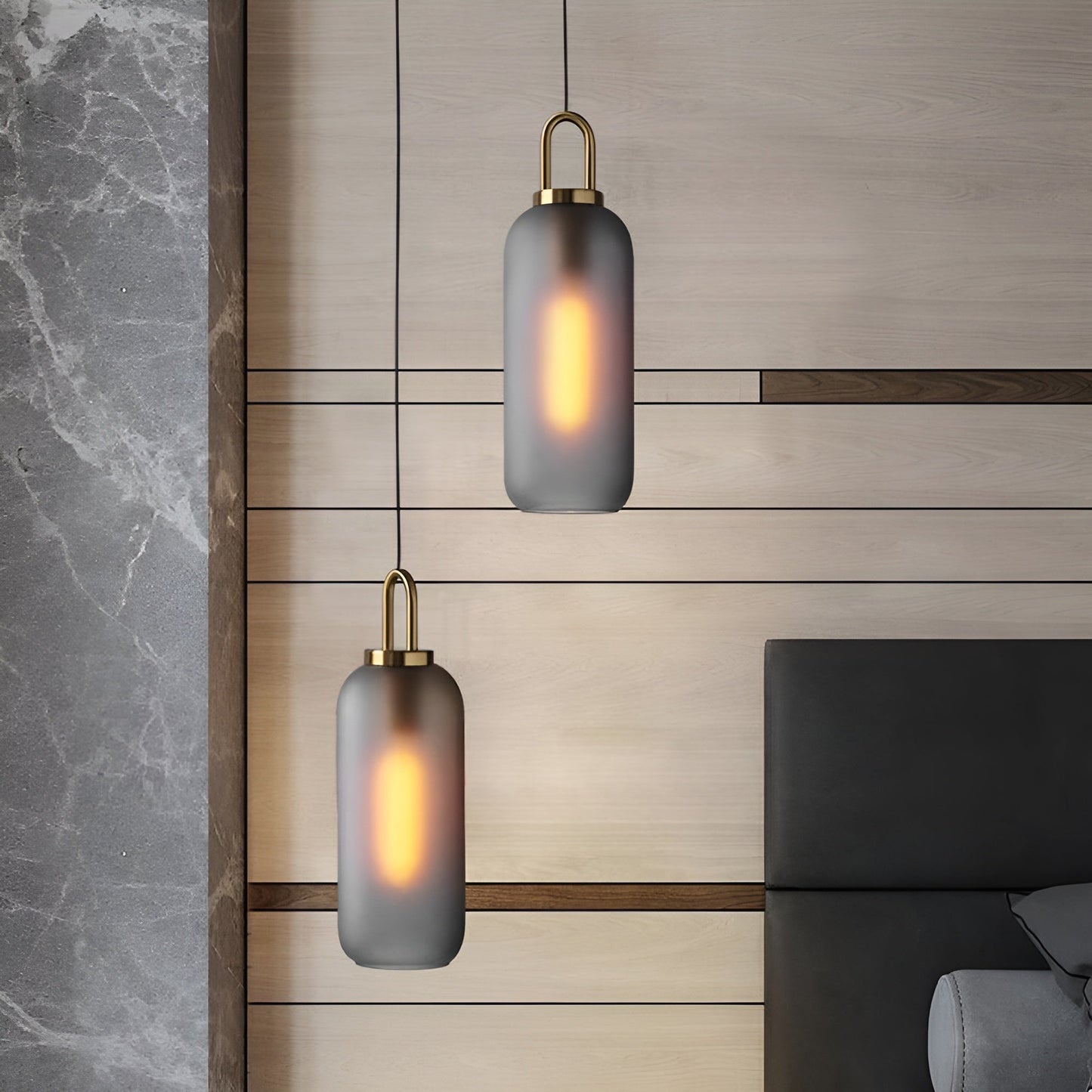 Glassgleam pendel - ensidig vintage glaskuglelampe