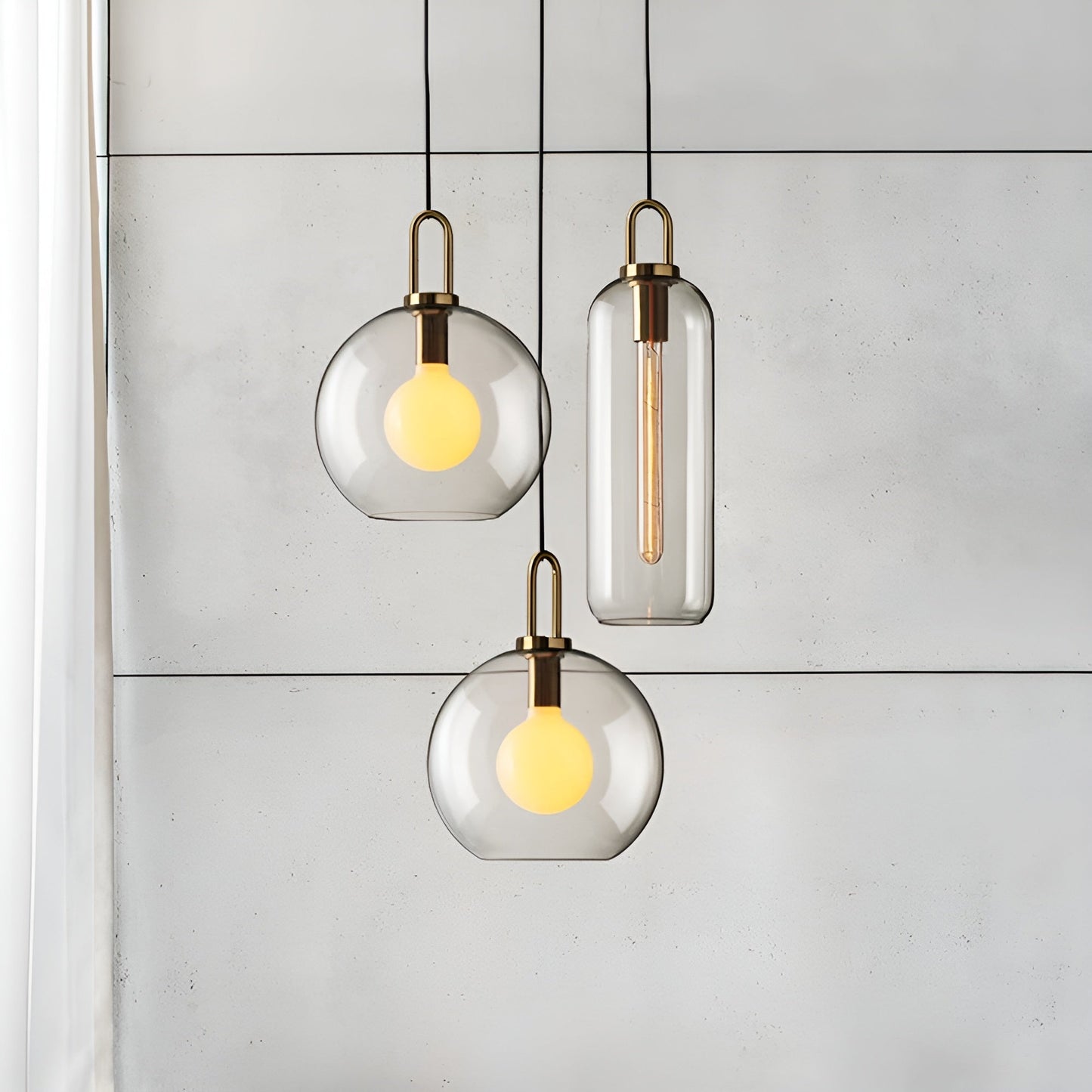 Glassgleam pendel - ensidig vintage glaskuglelampe