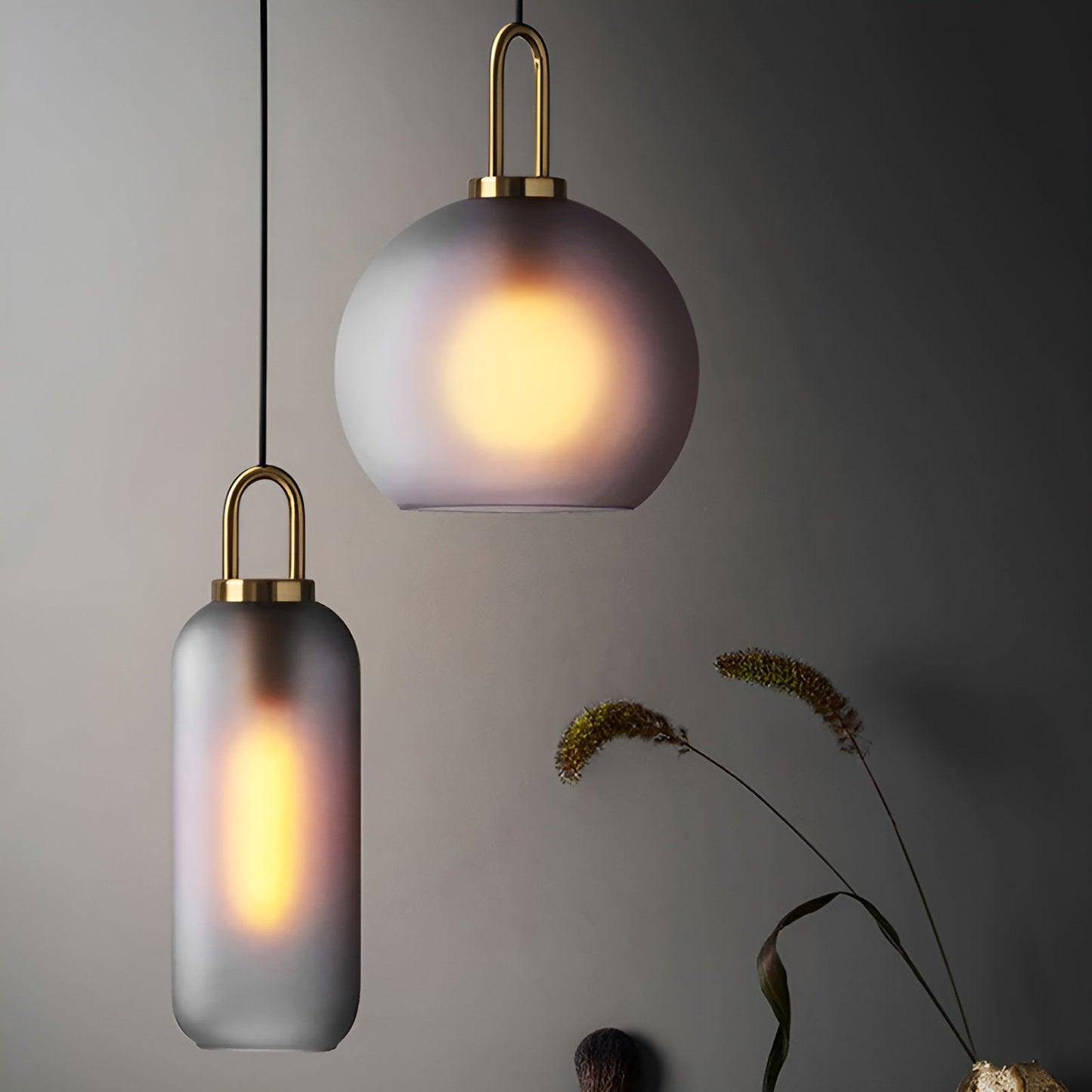 Glassgleam pendel - ensidig vintage glaskuglelampe
