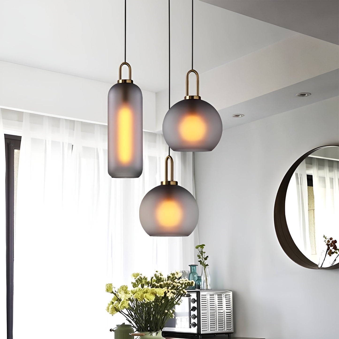 Glassgleam pendel - ensidig vintage glaskuglelampe