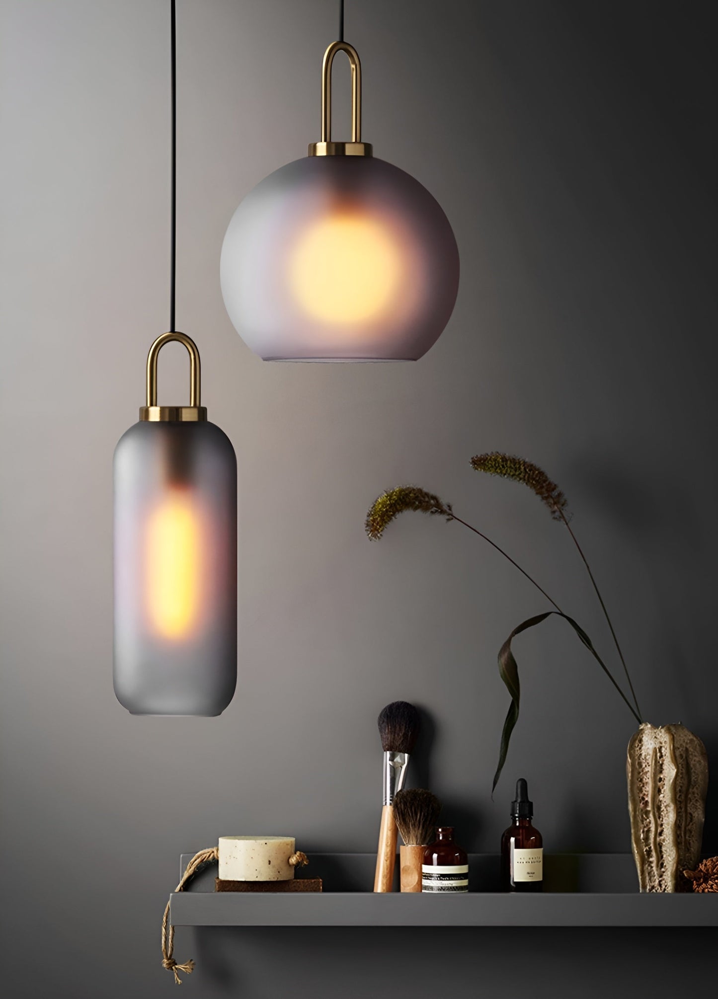 Glassgleam pendel - ensidig vintage glaskuglelampe