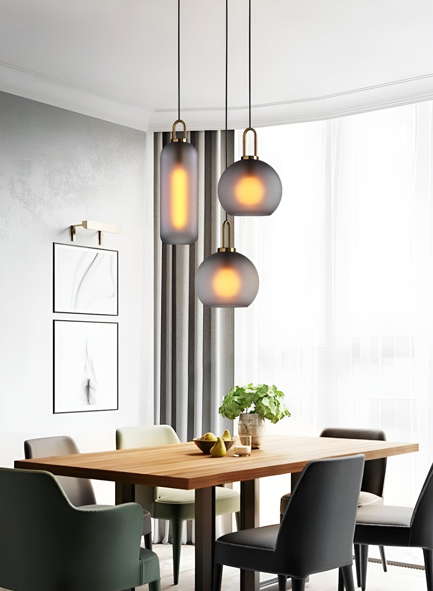 Glassgleam pendel - ensidig vintage glaskuglelampe