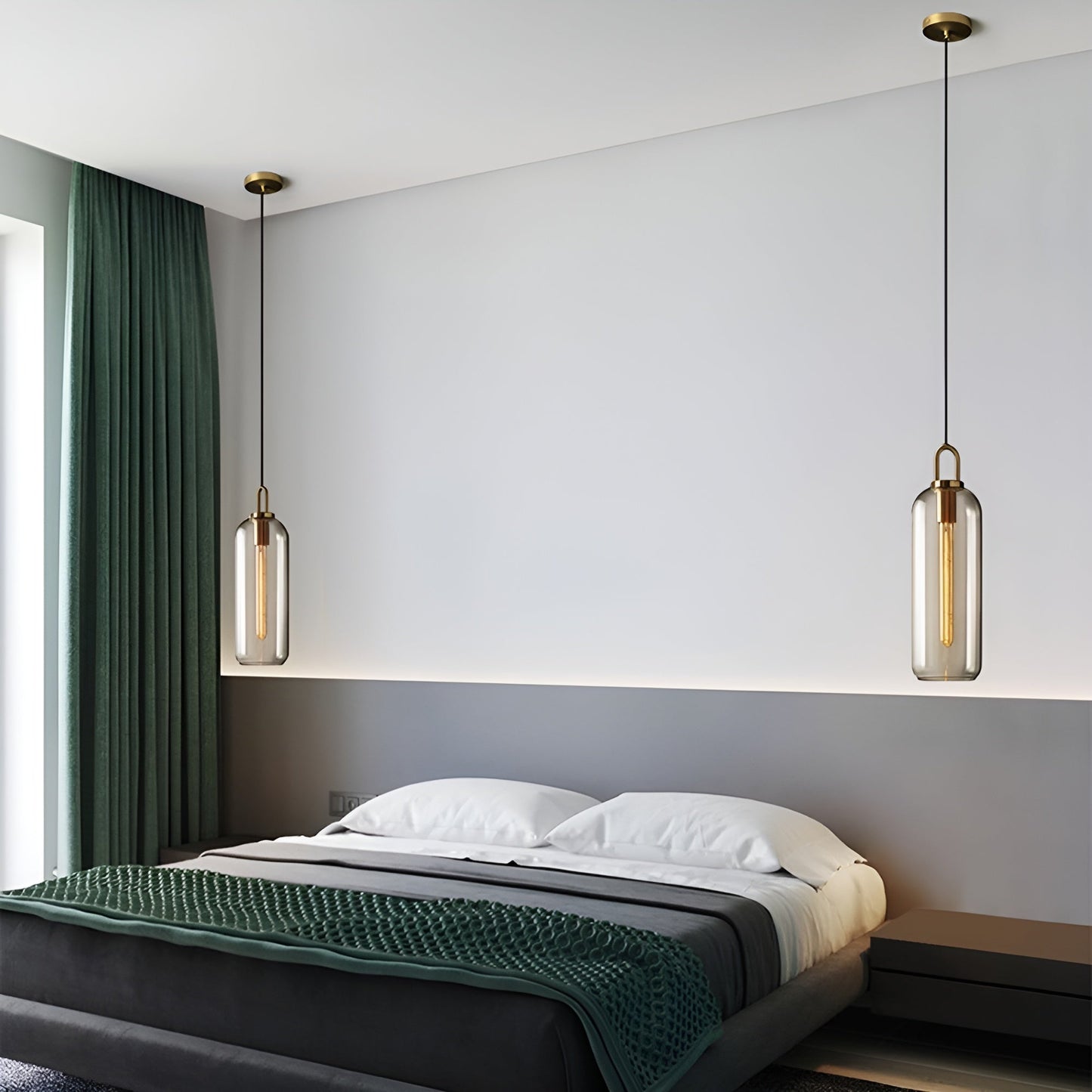 Glassgleam pendel - ensidig vintage glaskuglelampe
