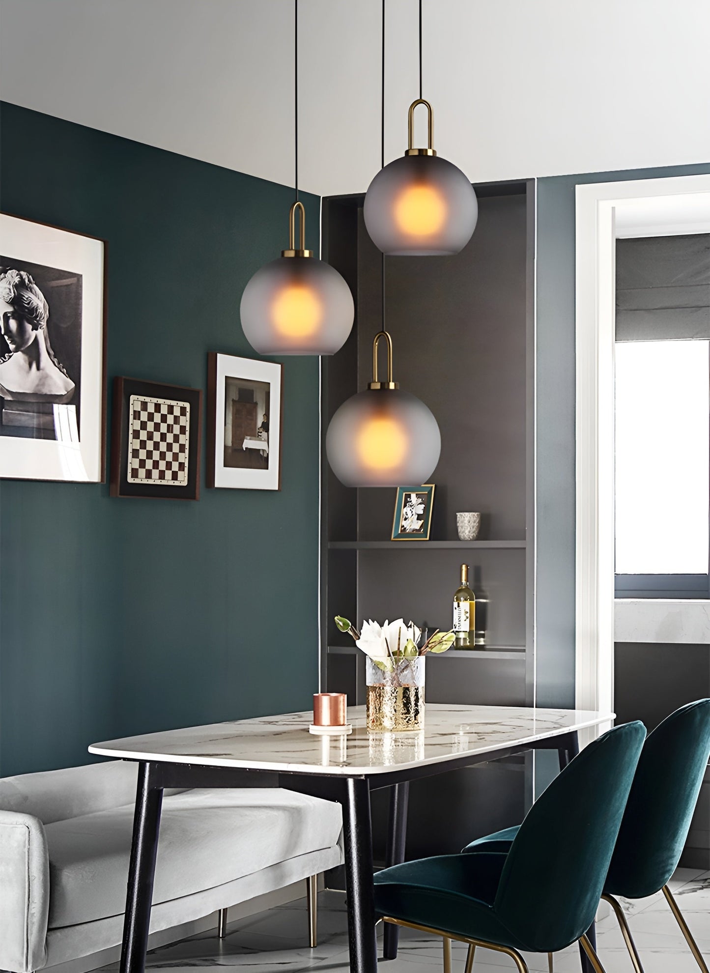 Glassgleam pendel - ensidig vintage glaskuglelampe