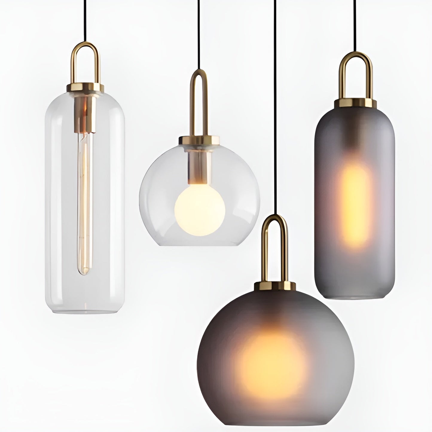 Glassgleam pendel - ensidig vintage glaskuglelampe