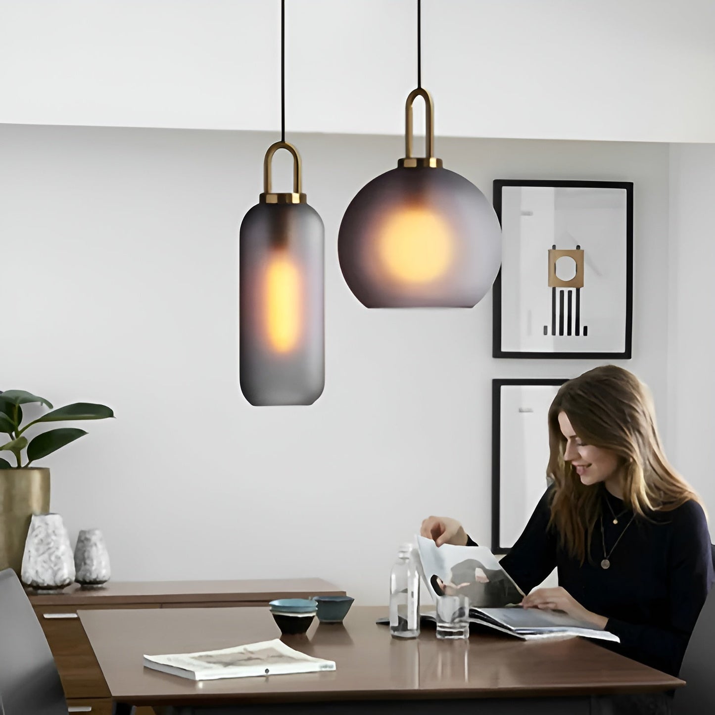 Glassgleam pendel - ensidig vintage glaskuglelampe