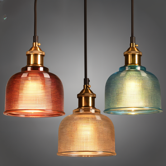 Glossy Bell-pendel - farverig retro-pendel i glas - moderne hængelampe