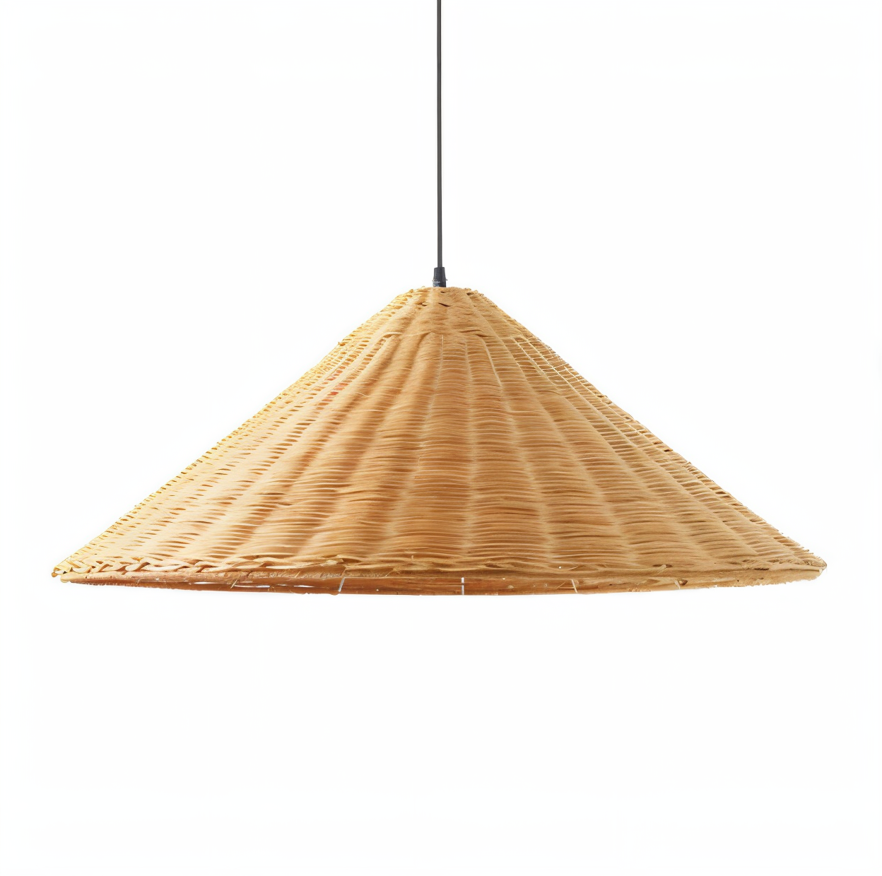 Hatwicker pendellampe - hængelampe i brun-beige konisk rattan - nedadrettet lys