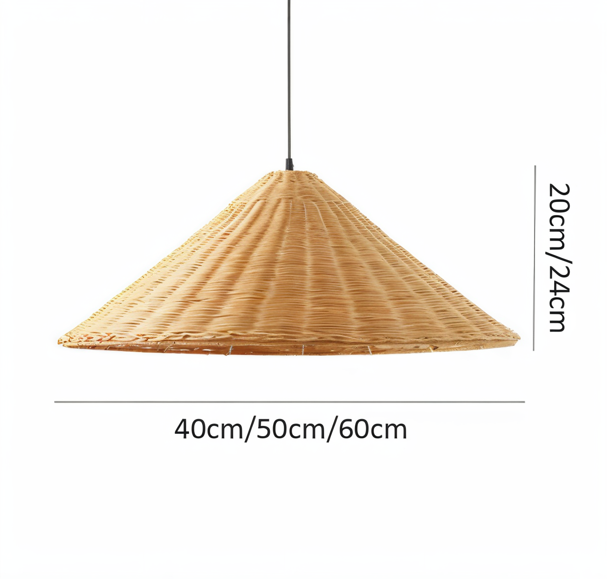 Hatwicker pendellampe - hængelampe i brun-beige konisk rattan - nedadrettet lys