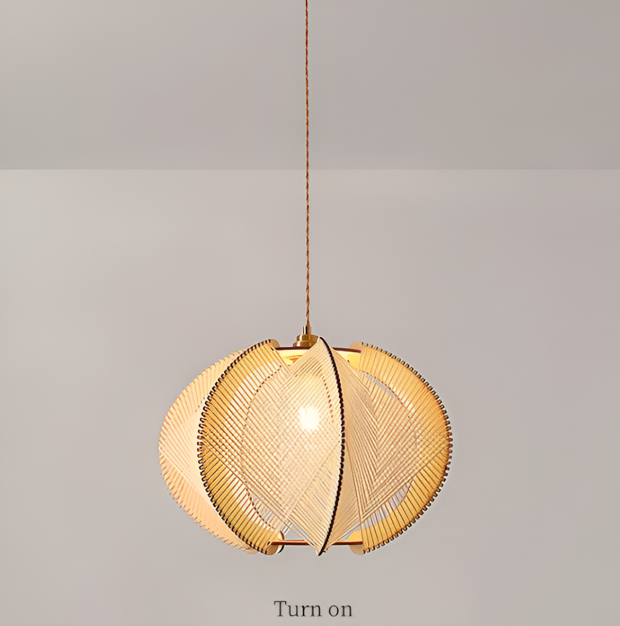 Kirei pendellampe - geometrisk hængelampe lavet af hampereb og træ - wabi sabi lighting
