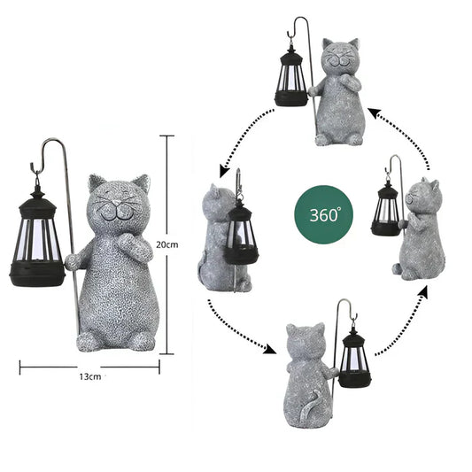 Kittybeam - fortryllende solcelle lanterne med kattestatue til glæde i haven