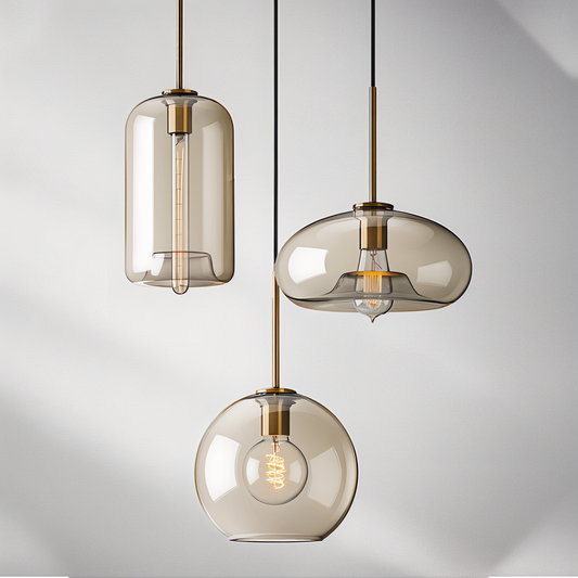 Pendellampe med klar perle - loftslampe i industrielt glas