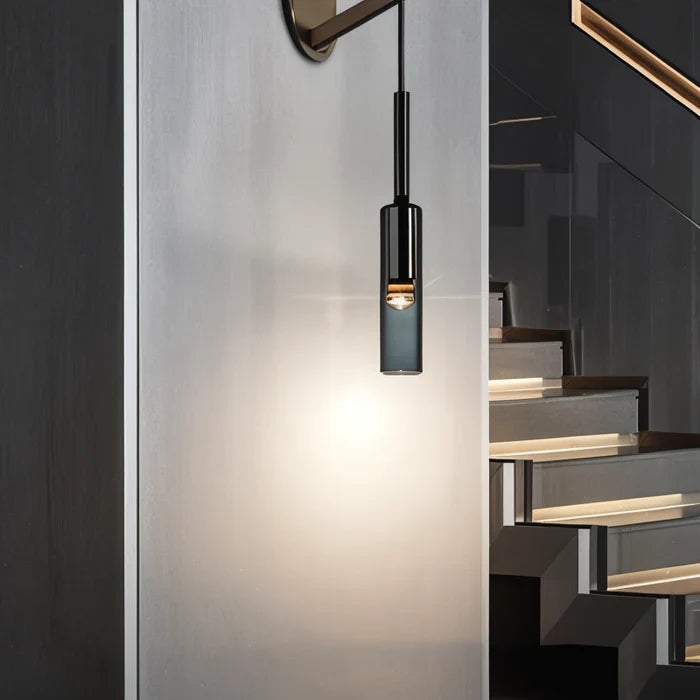 Krystalgrå væglampe - minimalistisk moderne væglampe med røgfarvet rør