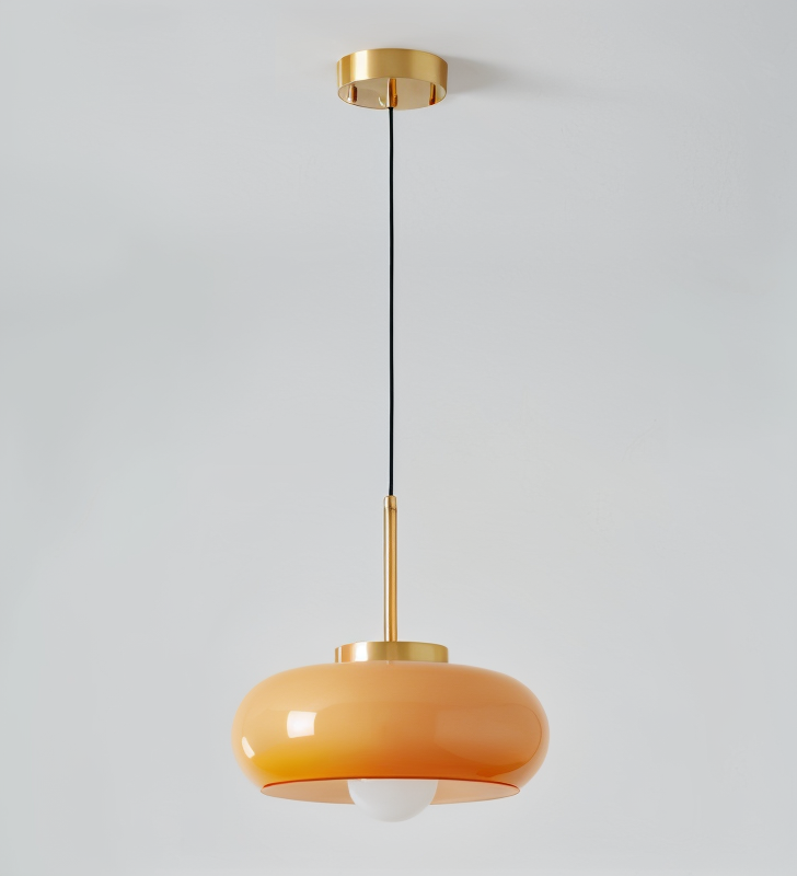 Copper dome light - retro orange hvid bauhaus led pendel