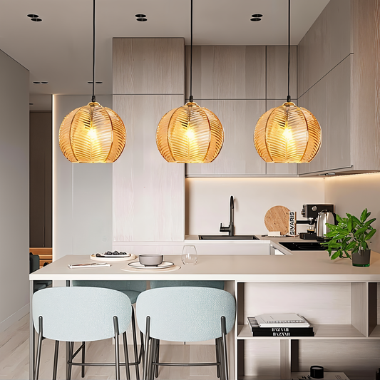 Leafyrib pendelleuchte - retro moderne gerippte glas hängelampe