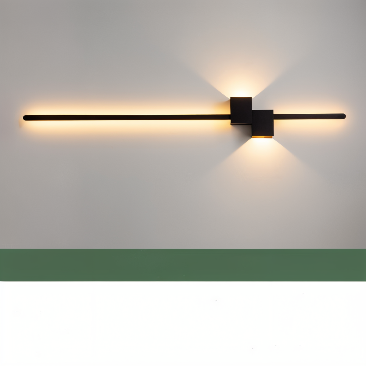 The line væglampe - minimalistisk sort lang led-væglampe