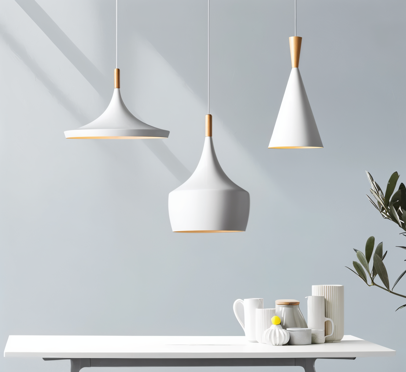 Lofty led pendel - moderne sort-hvid geometrisk pendel til interiør