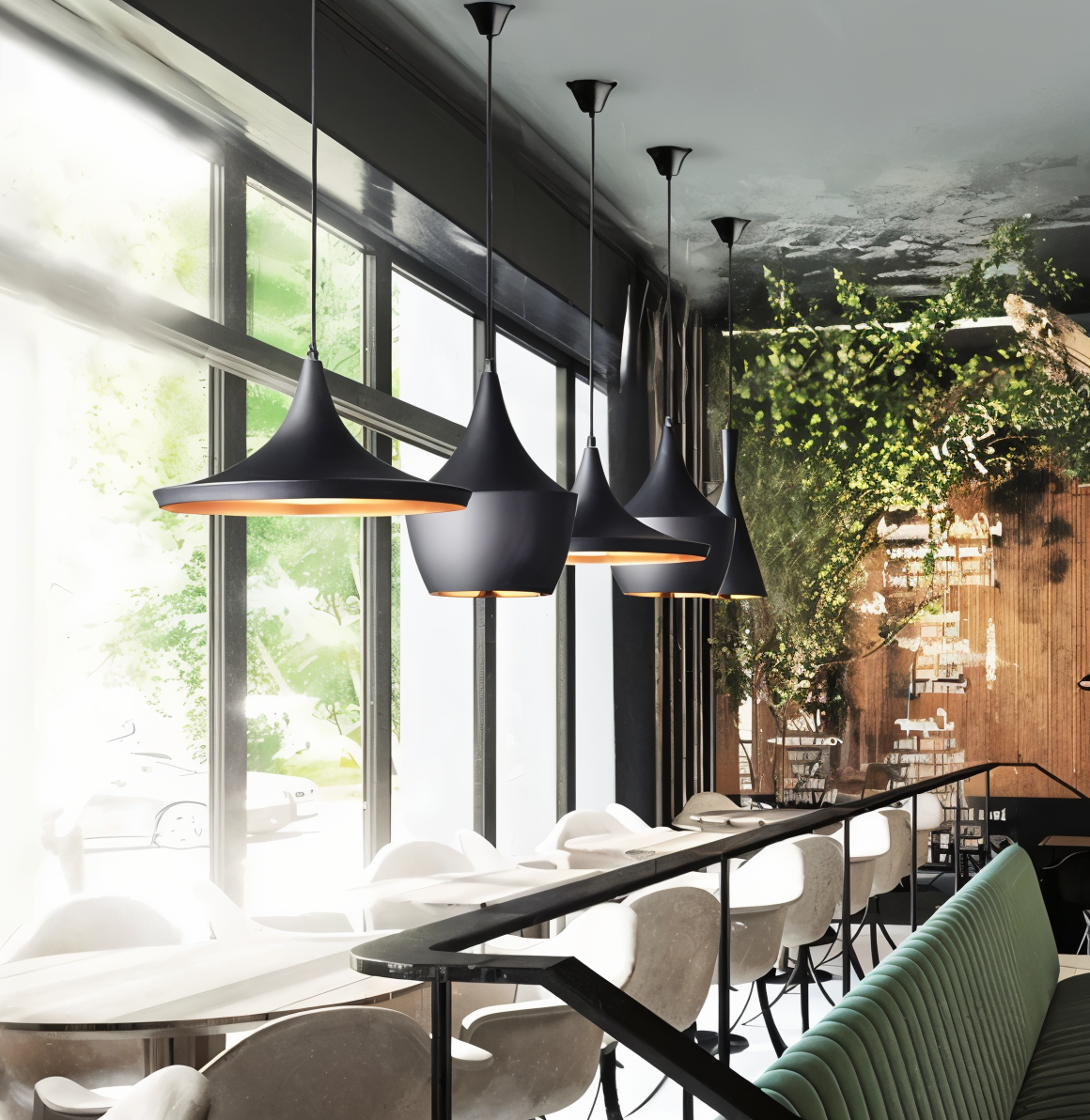 Lofty led pendel - moderne sort-hvid geometrisk pendel til interiør