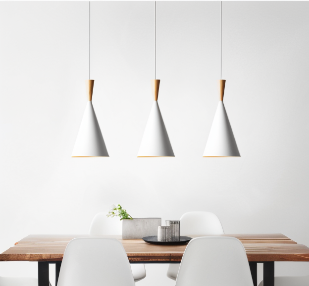 Lofty led pendel - moderne sort-hvid geometrisk pendel til interiør