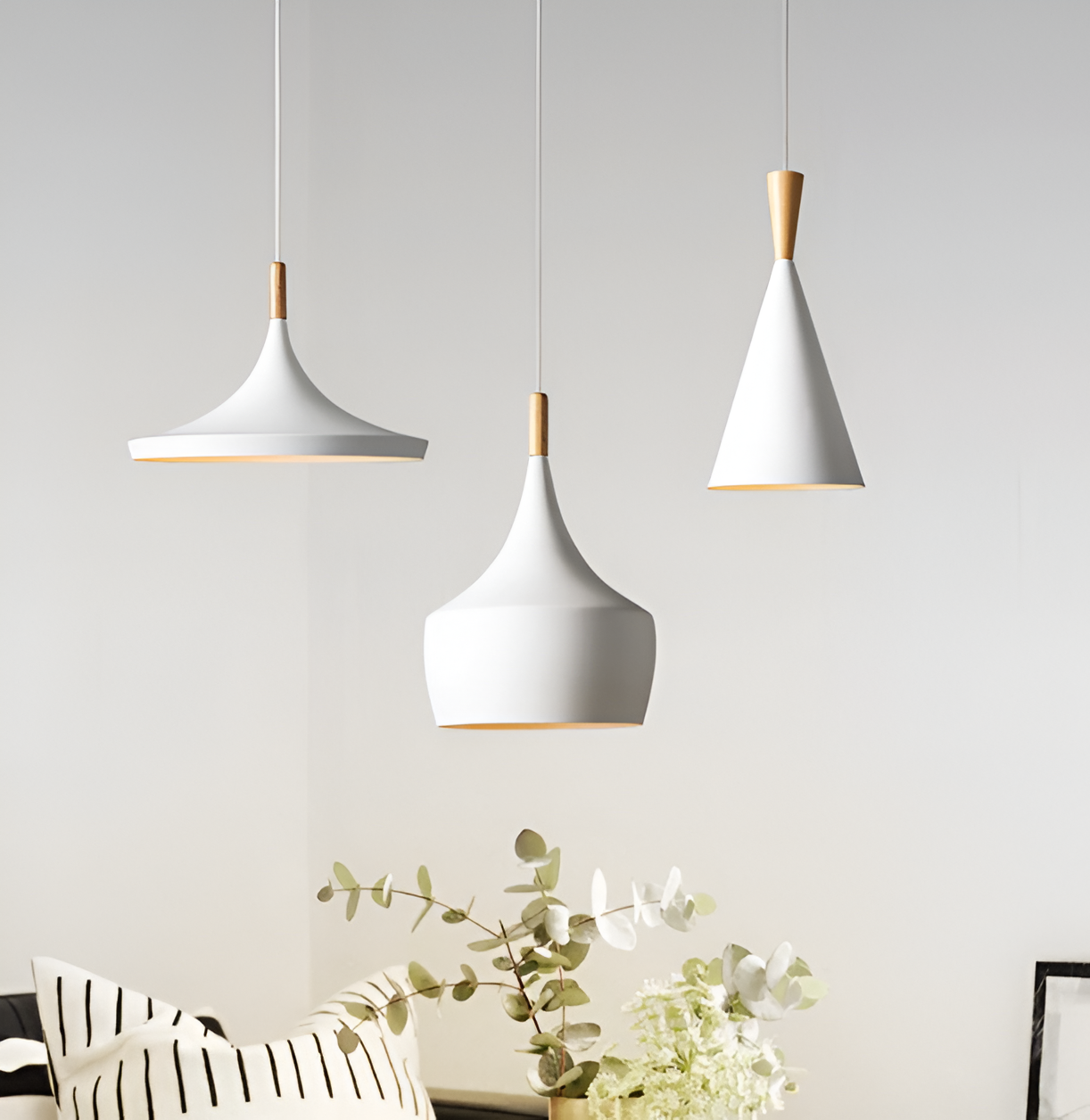 Lofty led pendel - moderne sort-hvid geometrisk pendel til interiør