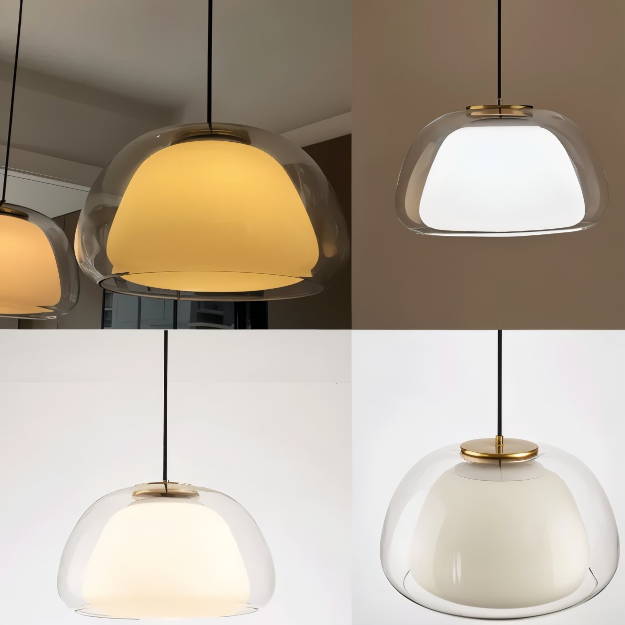 Lustrejell - moderne pendel i cremefarvet glas - gennemsigtig jelly led-hængelampe