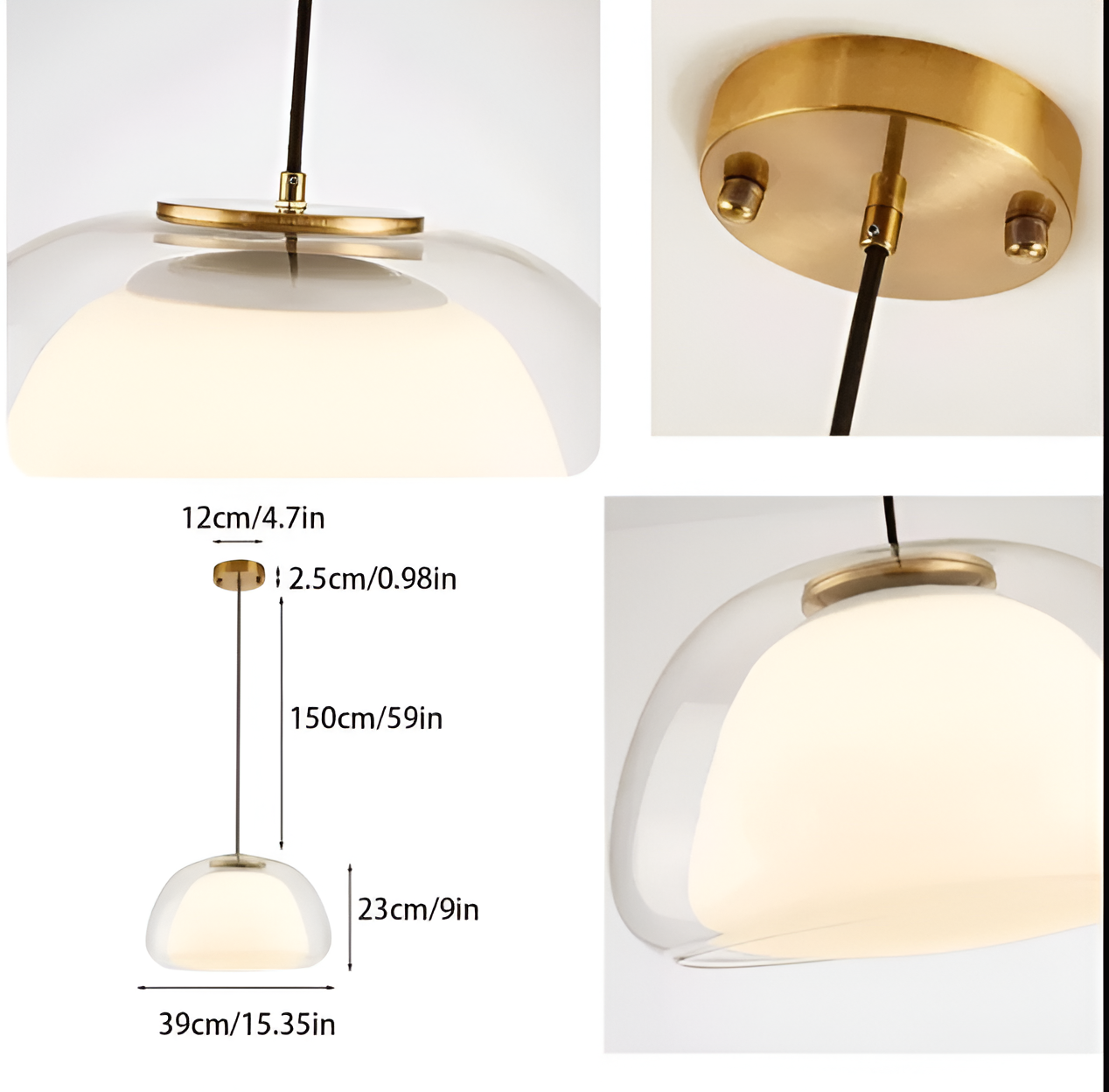 Lustrejell - moderne pendel i cremefarvet glas - gennemsigtig jelly led-hængelampe